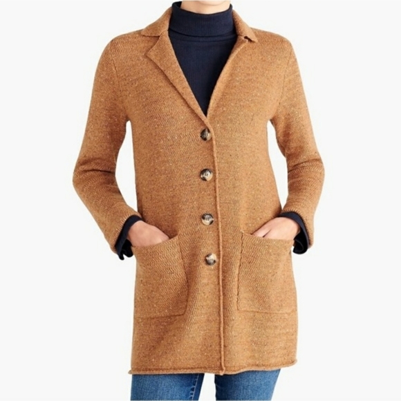 J. Crew Factory Sweaters - J. Crew Donegal sweater coatigan long wool blend knit camel tan S